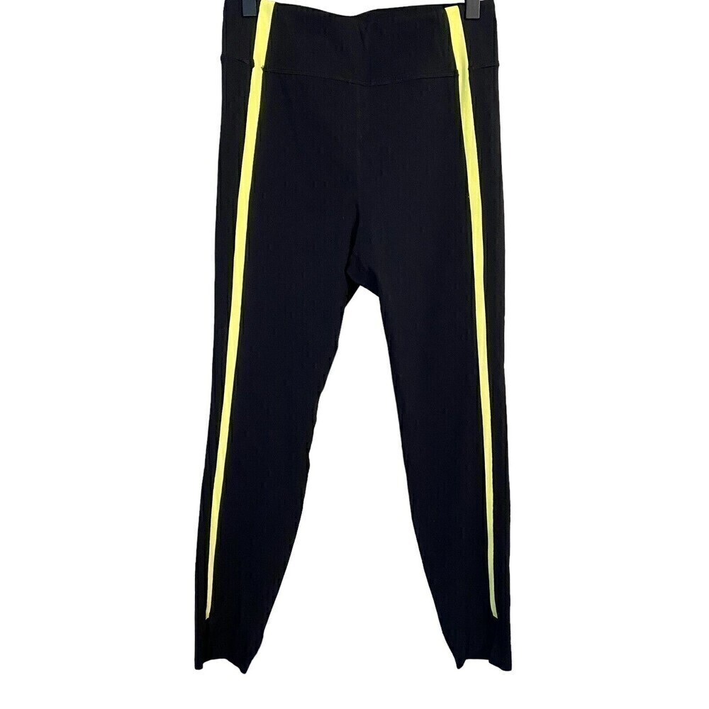 ZYIA Black Neon Tape Luxe Hi-Rise Leggings Yellow Size 6-8 Stripe Ankle Exercise